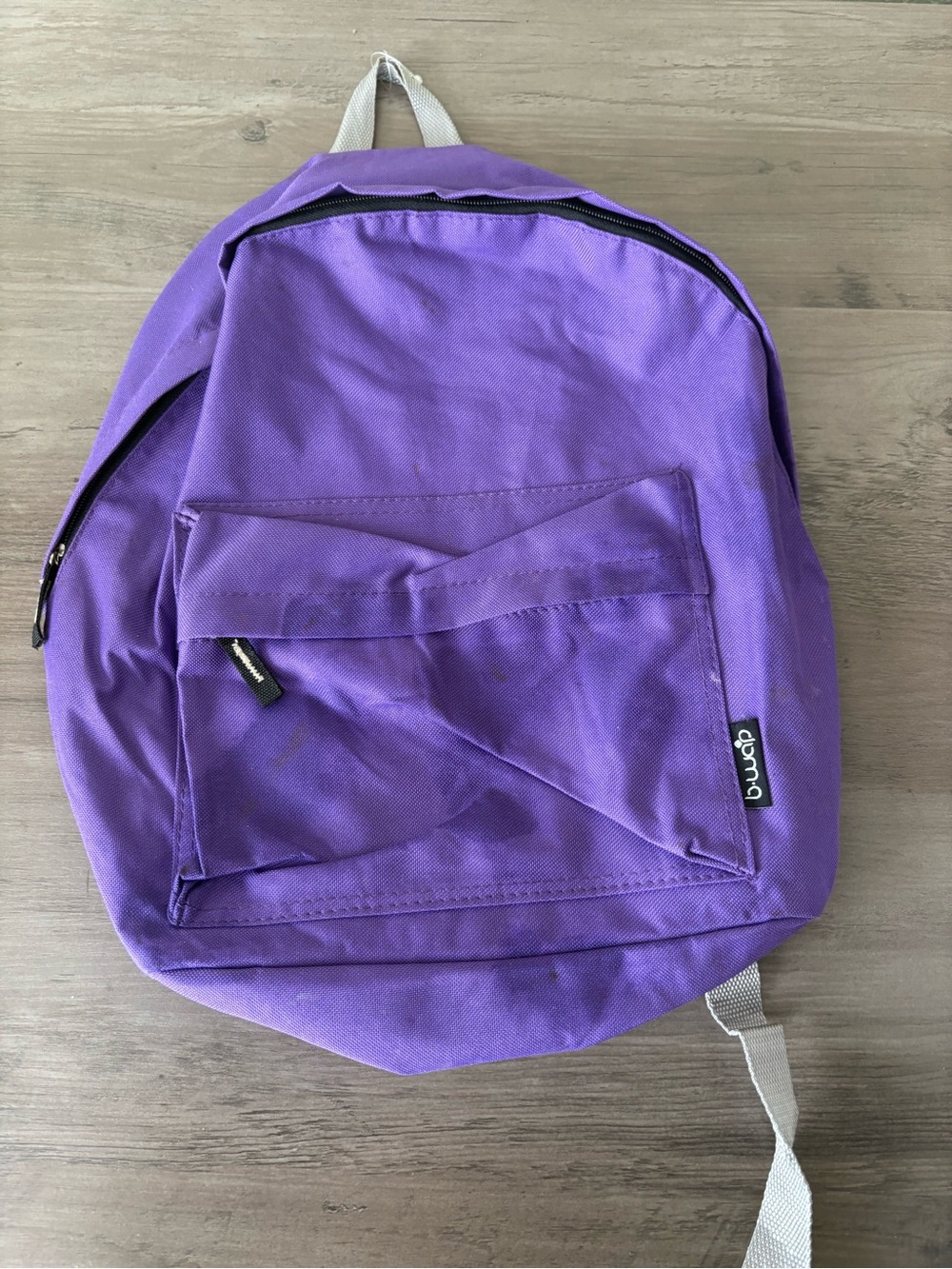 Purple d.roma Classic Backpack Gray Straps Front Pocket School Travel Bag